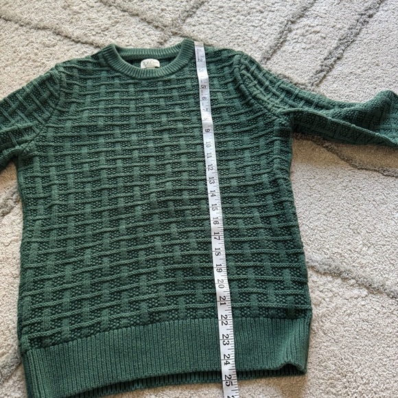 J Crew forest green check knit sweater cotton crewneck size small - Picture 10 of 11